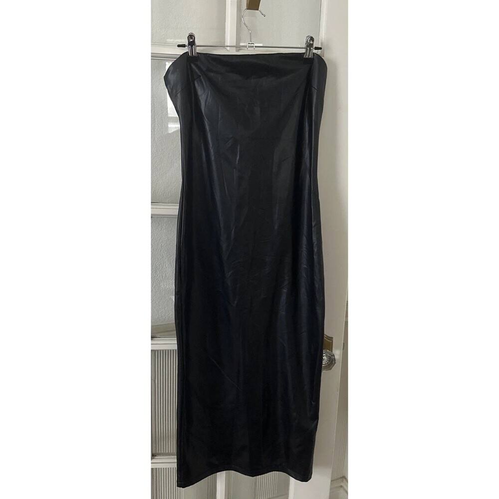 Faux Leather Midi Dress Women's Large Strapless
